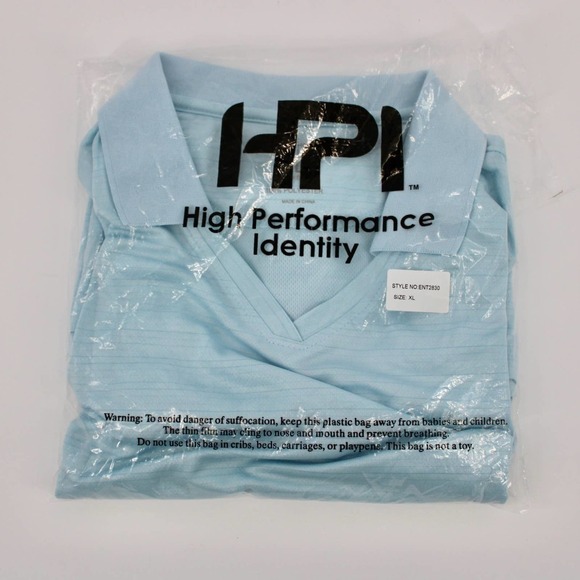 HPI Tech Collared V-Neck Golf T-Shirt Women’s XL in Light Blue NEW - Picture 4 of 4